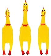 POPLAY 3PCS Screaming Chickens, Squeaky Rubber Chickens Novelty Dog Toys (1PC 13.5 Inch, 2PCS 11....