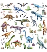 8 Sheets Watercolor Dinosaur Wall Stickers - 9.8x13.8 Inch Removable Jurassic Dinosaur Wall Decal...