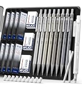 WUO 0.5&0.7mm Metal Mechanical Pencil Set, 8-Pack with Eraser Pen and Case | 480 HB Lead Refills,...