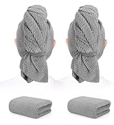 BEoffer 2 Pack Microfiber Hair Towel - 41 x 24 inches Super Soft, Absorbent, Fast Drying Without ...