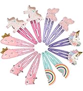 PinkSheep Unicorn Hair Clips Barrettes for Girls, 6 Pairs/12 Pack Fox Rainbow Cloud Shaped Hair P...