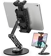 iPad Stand Holder, Tablet Desk Mount for Office, Kitchen, Bedroom, Heavy Duty Base, 360° Swivel, ...