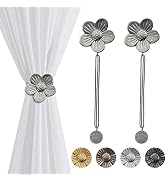 Curtain Tiebacks, Aimou Magnetic Curtain Holdbacks for Sheer Curtains, Small Vintage Resin Flower...