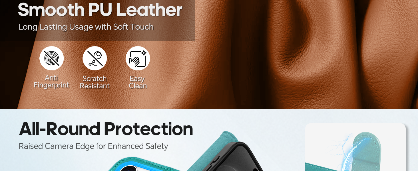 TUCCH Case Wallet for iPhone 17 Pro Max, Shockproof Shell Stand PU Leather Stand Protective Cover