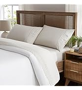 Weenmee Soft Microfiber Eyelet Lace Embroidery 4 Piece Sheet Set - Luxurious Microfiber Bed Sheet...