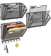 Docnest 3 Tier Mesh Wall File Holders with Hooks – 3 Pack Hanging Letter Holder - Document Organi...