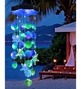 Toodour Solar Wind Chimes for Outside, Shells Light Gifts for Mom Grandma Women Wife Girls, Water...