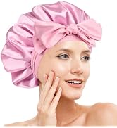 Doitory Silk Bonnet for Sleeping Women, Adjustable Soft Satin Lined Bonnet with Tie Band, Double ...