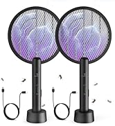 Gooqand Bug Zapper Racket, 2 in 1 Fly Swatter USB Rechargeable, 4000V Electric Fly Zapper with 3 ...