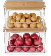 Hudgan Pantry Organizers and Storage, 2 Stackable Storage Bins for Onion, Potato, Garlic, Straigh...