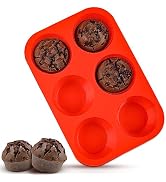 CAKETIME Jumbo Muffin Pan 6 Cup Silicone Texas Muffin Pan, 3.5" Large Cupcake Tray BPA Free for B...