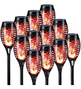 Toodour Solar Torch Flame Lights, 12 Pack Solar Halloween Lights Outdoor | with Flickering Flame,...