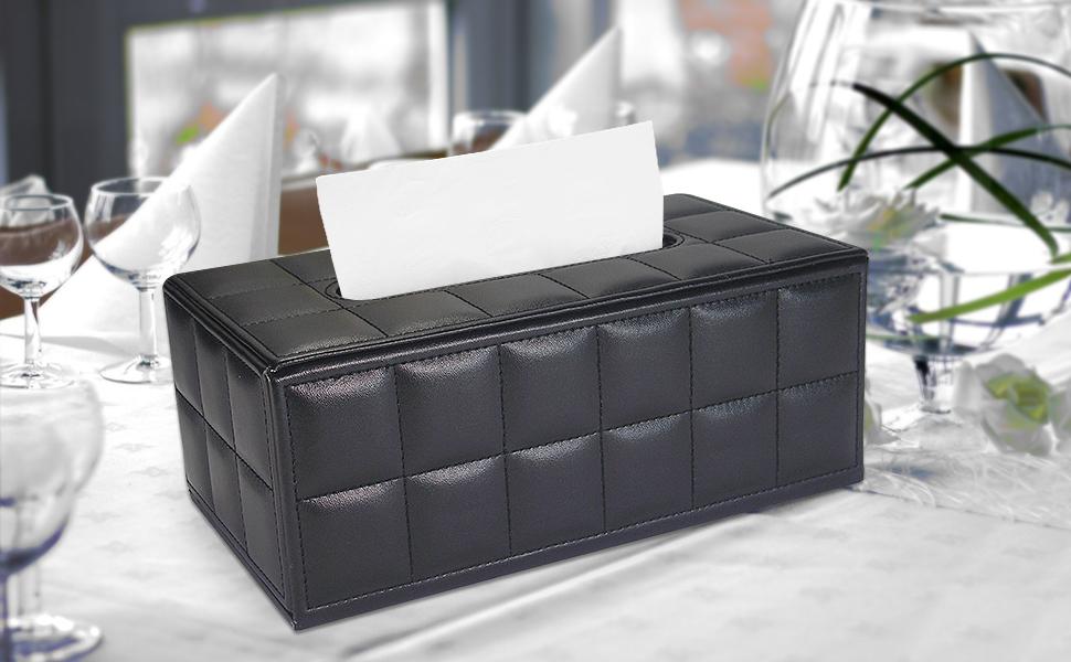 KINGFOM Rectangular PU Leather Facial Tissue Box