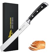 MAD SHARK Bread Knife 8 Inch Pro Serrated Bread Cutter,German High Carbon Stainless Steel Cake Kn...