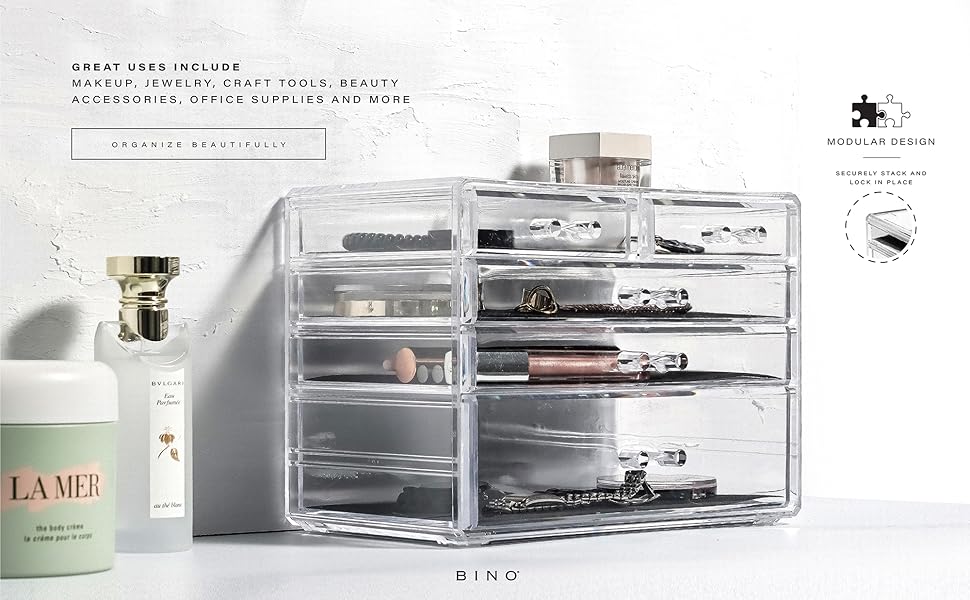 BINO Clear Cosmetic Organizer Vanity Storage Display Box Make Up Organizers And Storage Makeup Stand