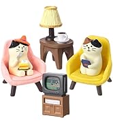 GGSTDDUP Cute Mini Cat Playing Phone Eating Cake on Sofa 6Piece Resin Set for Office Home Decor G...