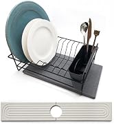 Diatomite Faucet Mat & Dish Rack with Diatomite Stone Tray Bundle - Quick-Dry, Eco-Chic, and Styl...