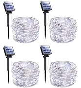 Outdoor Solar String Lights, 4 Pack 33FT 100 LED Solar Powered Fairy Lights with 8 Lighting Modes...