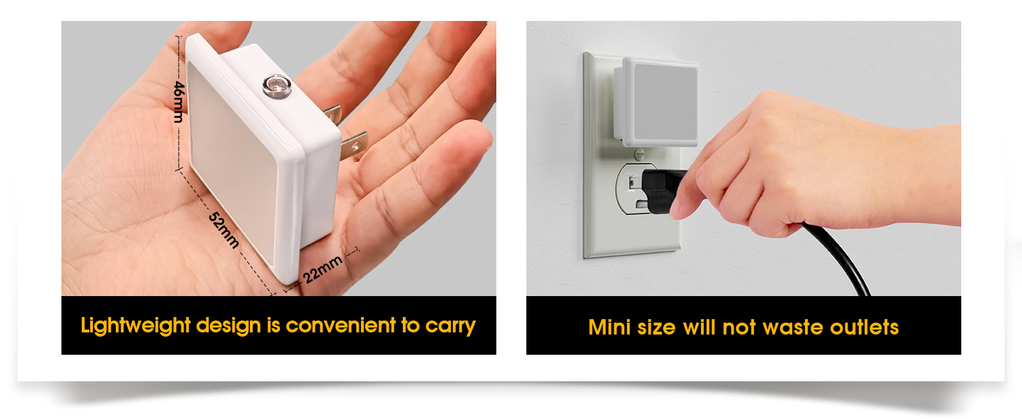 small led night light with compact design