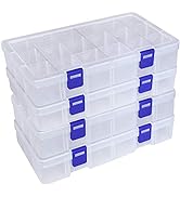 DUOFIRE Plastic Organizer Container Storage Box Adjustable Divider Removable Grid Compartment for...