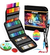 Pagather Acrylic Paint Markers, 48 Colors Dual Tip Fine & Brush Pens Set | For Rocks, Fabric, Woo...