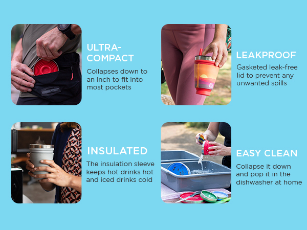 hot and cold tumbler insulated coffee tumbler camping coffee collapsible travel cup portable cup