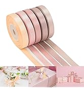 HUIHUANG Double Faced Satin Ribbon Rose Pink Ribbon 3/8 inch Assorted Wedding Ribbons Dusty Rose ...