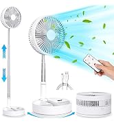 LIPETY Portable Foldable Rechargeable Oscillating Fan - 8.6" 7200mah Battery Operated USB C Small...