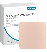 Dimora Silicone Foam Dressing Without Border - 6"x 6" Highly Absorbent Adhesive Bandages for Woun...