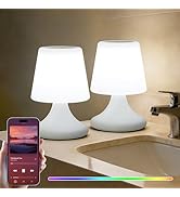 uuffoo 2 Pack Shower Lamp Cordless LED Table Lamp with Speaker Patio Outdoor Speaker with Lights ...
