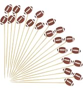 100 Football Cocktail Picks, Decorative Fancy Toothpicks for Appetizers Drinks Fruit Food, 4.7 IN...