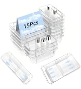 15 Pcs Clear Extendable Drawer Organizer Set,Adjustable Vanity Storage Box, 2-Size Desk Drawer Di...