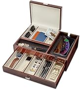HOUNDSBAY Admiral Dresser Valet Box & Mens Jewelry Box Organizer - Watch Box Organizer for Men wi...