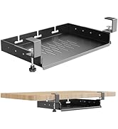 No Drill Under Desk Laptop Mount, Metal Under Desk Storage Shelf with Cable Management, Laptop St...
