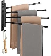 Alise Swivel Hand Towel Rack, 4 Arms Towel Bar SUS304 Stainless Steel Hand Towel Holder for Multi...
