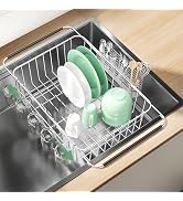 Fanbsy Dish Drying Rack in Sink, Extendable Stainless Steel Dish Drainers for Kitchen Counter, An...