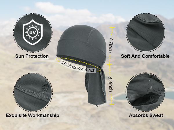 do rag head bandana wrap for men - biker skull cap