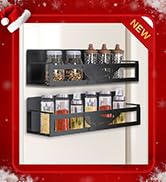 AURIKAR Magnetic Spice Rack for Refrigerator, 2 Pack Metal Magnetic Shelf Organizer for Fridge Si...