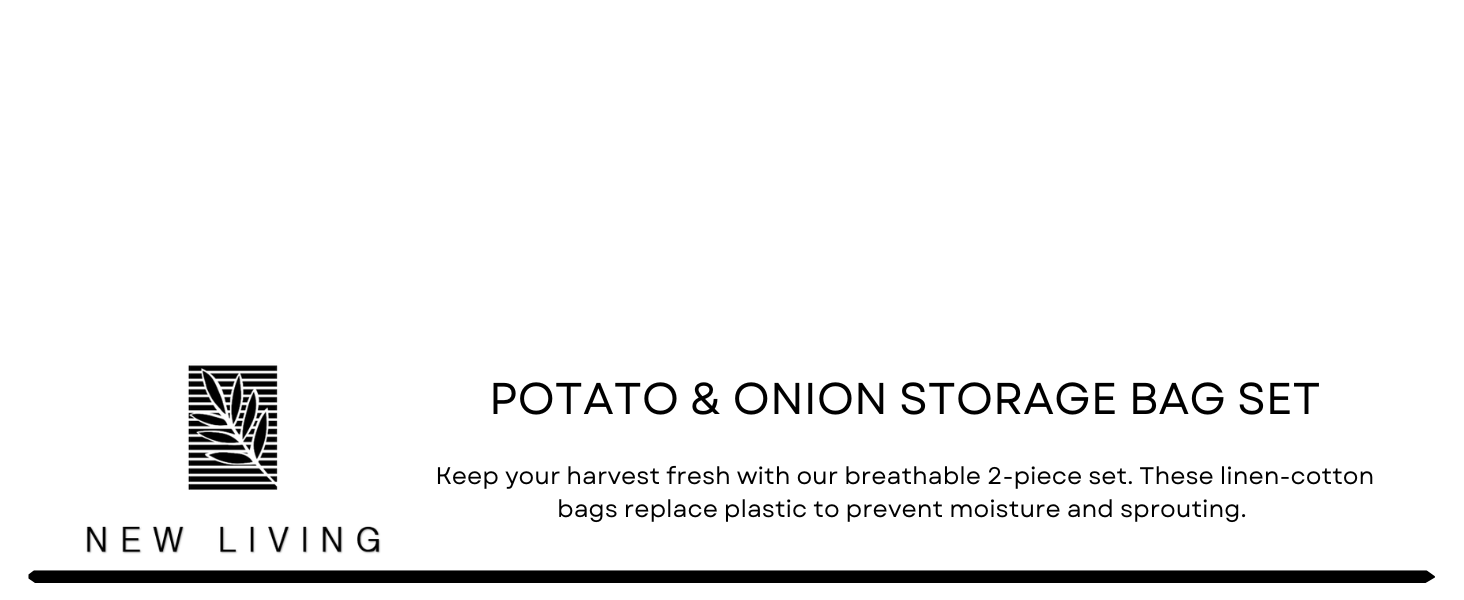 New Living potato onion storage bag set linen cotton plastic free