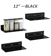 Hexsonhoma Sezanrpt 12 Inches Black Wall Shelves Set of 4, Acrylic Floating Shelf for Wall, Wall ...