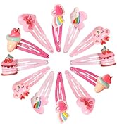 PinkSheep Hair Clips Barrettes for Girls, 6 Pairs Pink Heart Bear Cupcake Ice Cream Hair Pins, Cu...