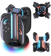TRANSNOVO Charging Dock for Nintendo Switch 2 Joycons, 4 in 1 Dual-Side Magnetic Fast Controller ...