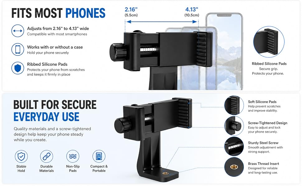 Tripod Phone Mount Holder Adapter Camera Selfie Lens Monopod Adjustable Ring Light for Camcorder