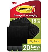 Command Large Picture Hanging Strips, Black, Holds up to 16 lbs, 20 Pairs, Easy to Open Packaging