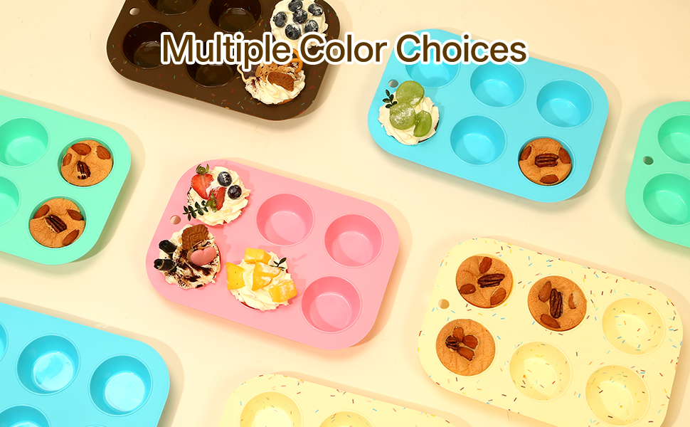 silicone muffin pan for baking regular size nonstick cupcake pan 6 cup muffin tin BPA free