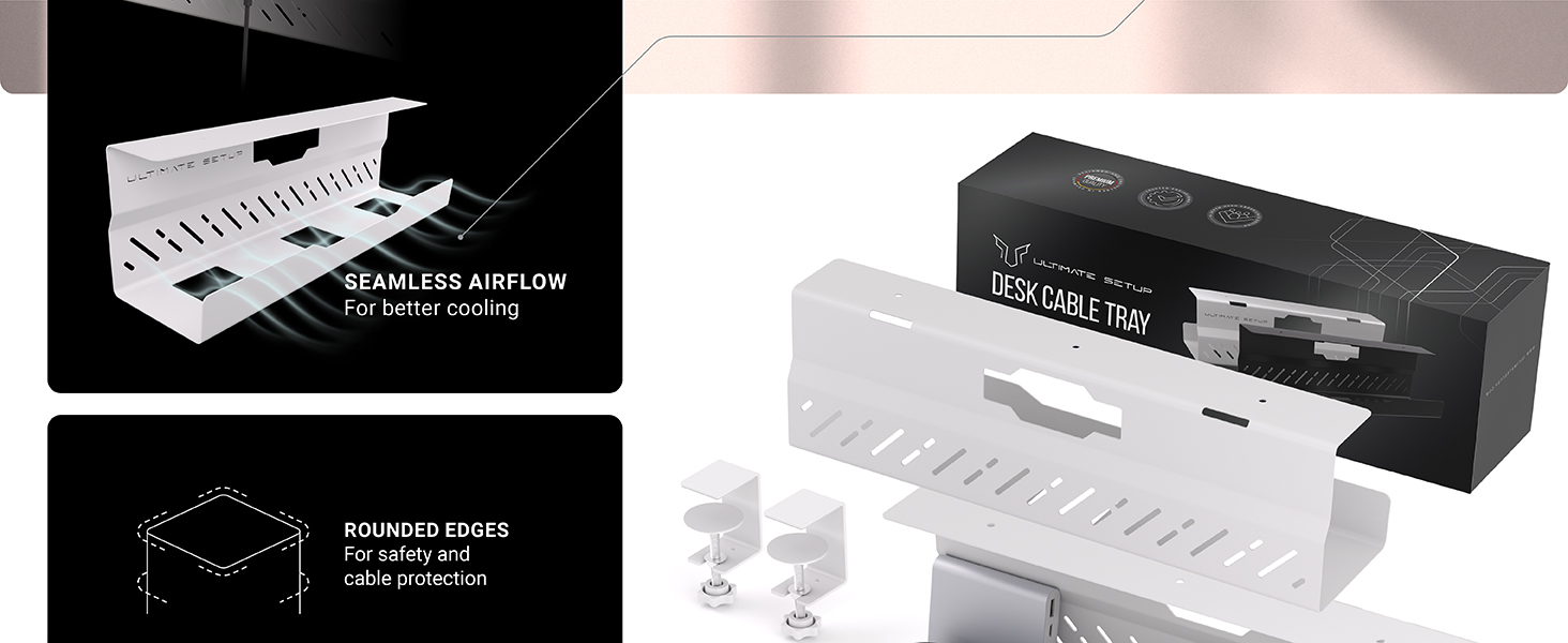 cable management under desk cable tray white