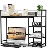 Snughome Desk Shelf, 38.6" Desk Hutch for Computer Monitor, Desktop Organizer Shelf, 4 Tier Deskt...