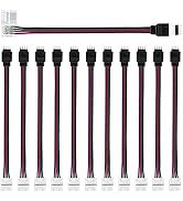 Nelyeqwo 5050 RGB 4 Pin 10mm LED Connectors kit, 12 Pack Solderless 4 Pin Conductor Strip to Powe...