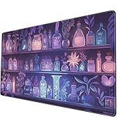 Witchy Purple Pink Blue Glowing Herbs Desk Mat,Enchanted Botanical Plants Shelf Large Mouse Pad- ...