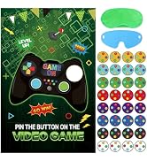 Eaezerav Pin The Button on The Video Game Party Game 32 Video Game Button Stickers Large Poster V...
